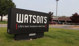 A look at the signage at Watson's newly opened store in Livonia, Mich.