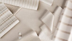 Texture and pattern create a layered neutral story in this fabric assortment by Glen Raven.